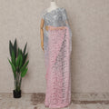 Silver Grey and Baby Pink Premium French Ombre Chantilly Lace Saree – 5.5 Meters Length, 110 Cms Width, Crafted in France-D26100