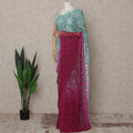 Teal and Wine Premium French Ombre Chantilly Lace Saree – 5.5 Meters Length, 110 Cms Width, Crafted in France-D26098