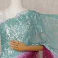 Teal and Wine Premium French Ombre Chantilly Lace Saree – 5.5 Meters Length, 110 Cms Width, Crafted in France-D26098