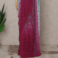 Teal and Wine Premium French Ombre Chantilly Lace Saree – 5.5 Meters Length, 110 Cms Width, Crafted in France-D26098