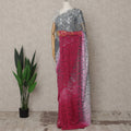 Grey and Pink Premium French Ombre Chantilly Lace Saree – 5.5 Meters Length, 110 Cms Width, Crafted in France-D26094