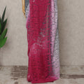 Grey and Pink Premium French Ombre Chantilly Lace Saree – 5.5 Meters Length, 110 Cms Width, Crafted in France-D26094