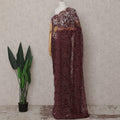 Wine Maroon Metallic Lace Saree