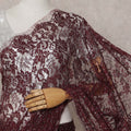 Wine Maroon Metallic Lace Saree