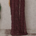 Wine Maroon Metallic Lace Saree