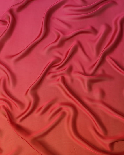Coral Red Ombre Silk Chiffon Fabric Soft Flowing Lightweight Sheer Draping Material Elegant Gradient Design 110 Cms Width Premium Quality Smooth Texture South Korea Origin-D28875 Regal Fabrics
