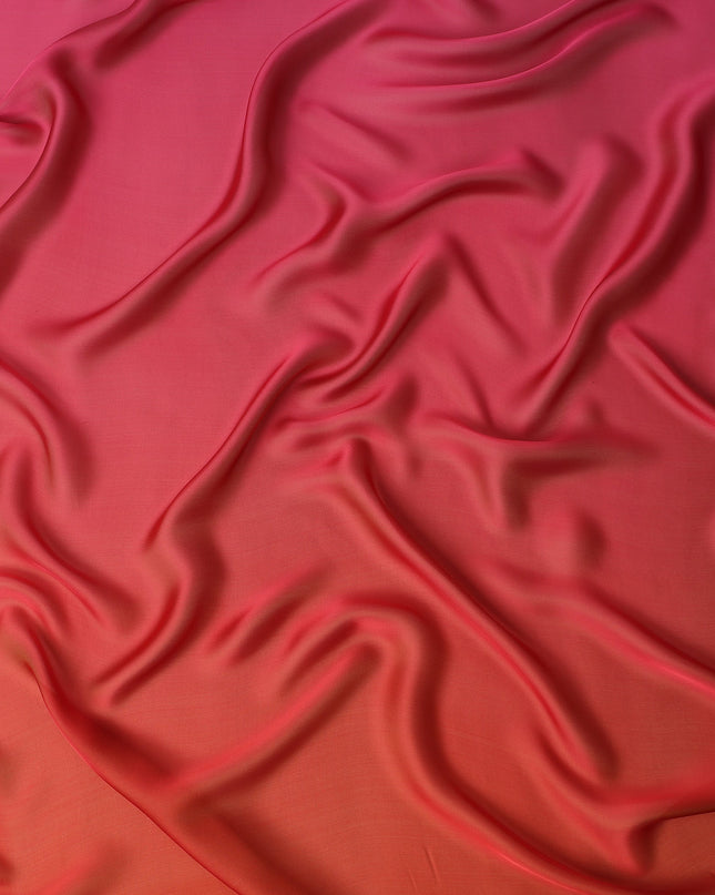 Coral Red Ombre Silk Chiffon Fabric Soft Flowing Lightweight Sheer Draping Material Elegant Gradient Design 110 Cms Width Premium Quality Smooth Texture South Korea Origin-D28875 Regal Fabrics