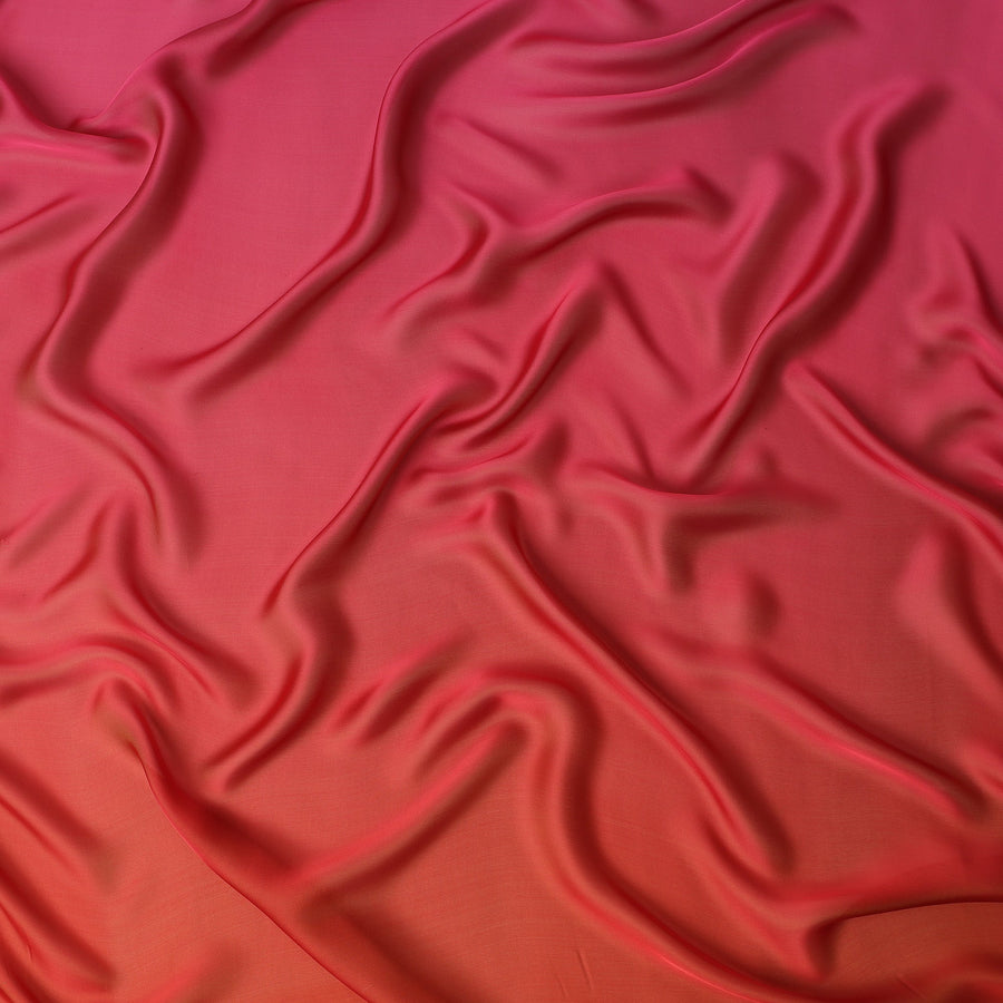 Coral Red Ombre Silk Chiffon Fabric Soft Flowing Lightweight Sheer Draping Material Elegant Gradient Design 110 Cms Width Premium Quality Smooth Texture South Korea Origin-D28875 Regal Fabrics
