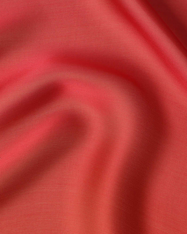 Coral Red Ombre Silk Chiffon Fabric Soft Flowing Lightweight Sheer Draping Material Elegant Gradient Design 110 Cms Width Premium Quality Smooth Texture South Korea Origin-D28875 Regal Fabrics