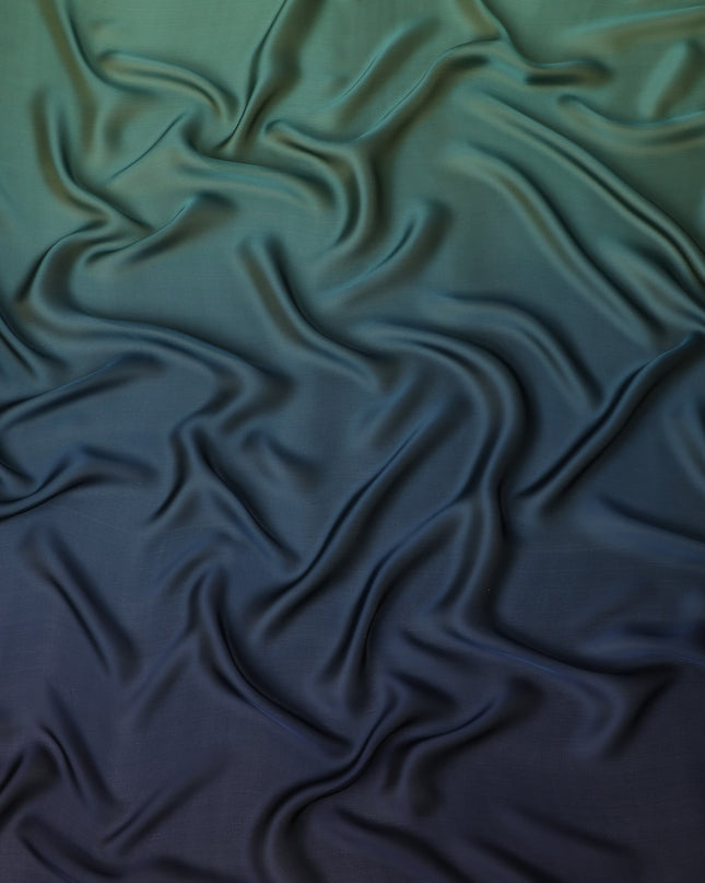Teal Blue Ombre Silk Chiffon Fabric Soft Flowing Lightweight Sheer Draping Material Elegant Gradient Design 110 Cms Width Premium Quality Smooth Texture South Korea Origin-D28877 Regal Fabrics