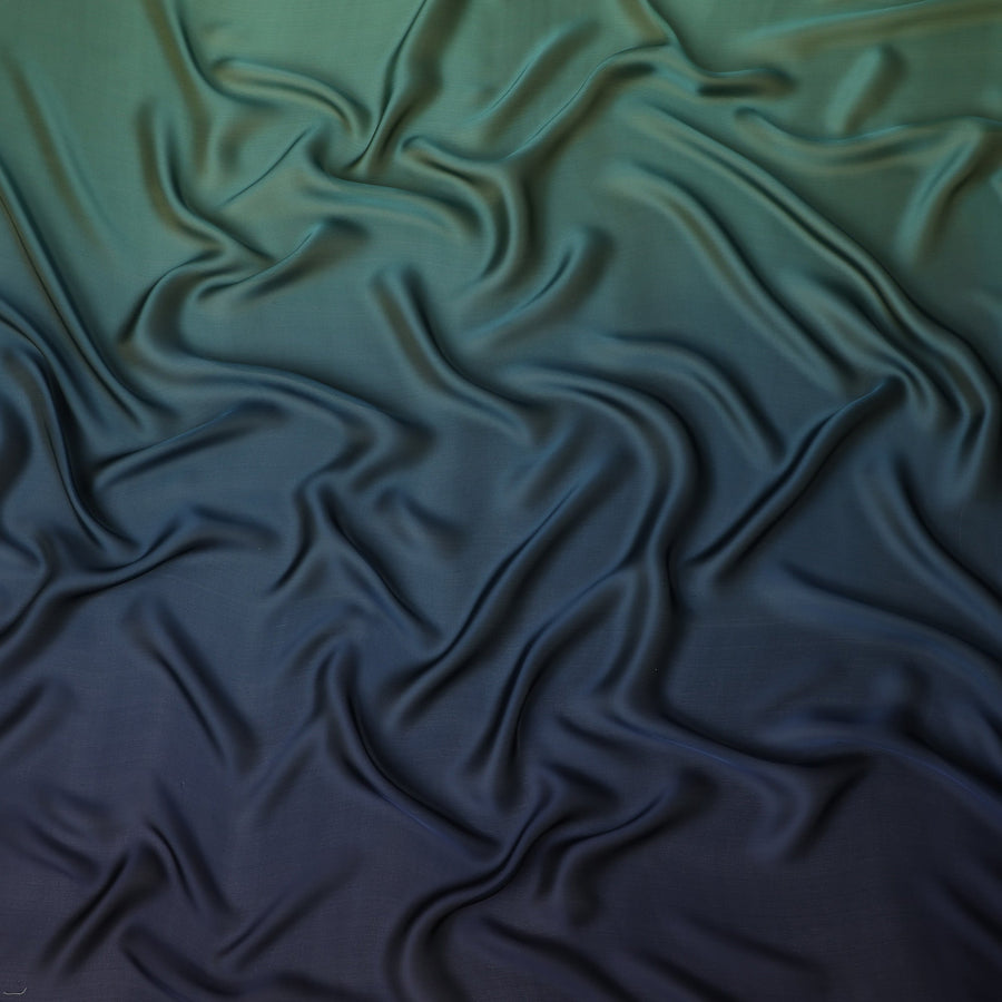 Teal Blue Ombre Silk Chiffon Fabric Soft Flowing Lightweight Sheer Draping Material Elegant Gradient Design 110 Cms Width Premium Quality Smooth Texture South Korea Origin-D28877 Regal Fabrics