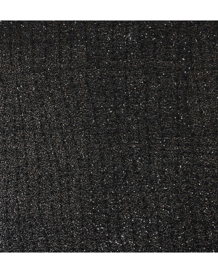 Luminous Raven Black Sequin Embellished Pure Silk Georgette Fabric Shimmering 110cm Width Luxurious Finish Indian Origin - D31192