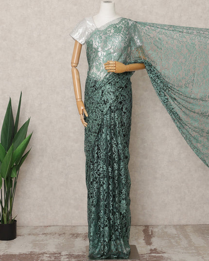Sea Green 2Tone Premium French Chantilly Saree Lace 5.5 Mtrs 110 Cms Width France-D27793