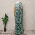 Sea Green Premium 2-Tone French Chantilly Lace Saree Fabric 5.5 Mtrs with 110 Cms Width – Imported from France-D25644