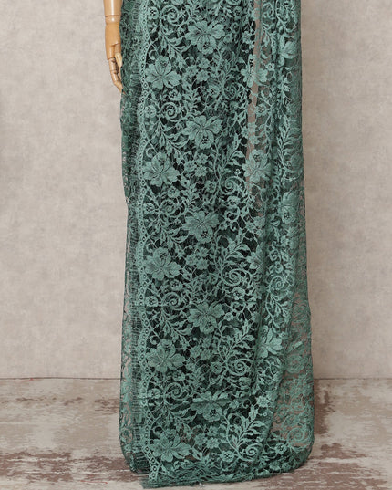 Sea Green 2Tone Premium French Chantilly Saree Lace 5.5 Mtrs 110 Cms Width France-D27793