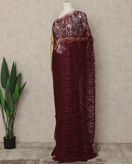 Burgundy 2Tone Premium French Chantilly Saree Lace 5.5 Mtrs 110 Cms Width France-D27790