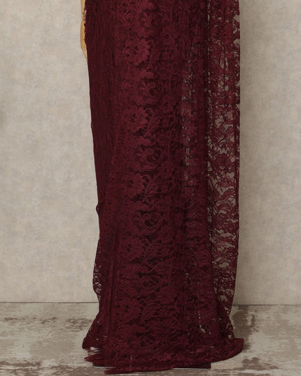 Burgundy 2Tone Premium French Chantilly Saree Lace 5.5 Mtrs 110 Cms Width France-D27790