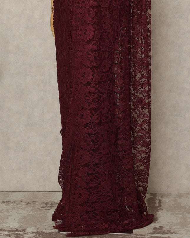 Burgundy 2Tone Premium French Chantilly Saree Lace 5.5 Mtrs 110 Cms Width France-D27790