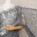 Charcoal Grey Premium French Chantilly Lace Saree Fabric 5.5 Mtrs with 110 Cms Width – Imported from France-D25638