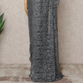 Charcoal Grey Premium French Chantilly Lace Saree Fabric 5.5 Mtrs with 110 Cms Width – Imported from France-D25638