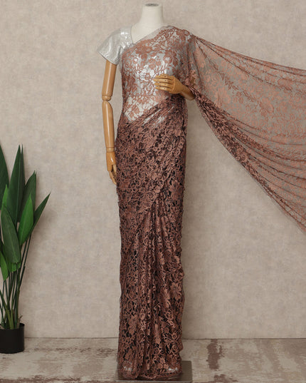 Copper Brown 2Tone Premium French Chantilly Saree Lace 5.5 Mtrs 110 Cms Width France-D27794