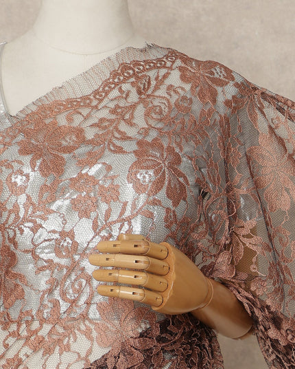 Copper Brown 2Tone Premium French Chantilly Saree Lace 5.5 Mtrs 110 Cms Width France-D27794