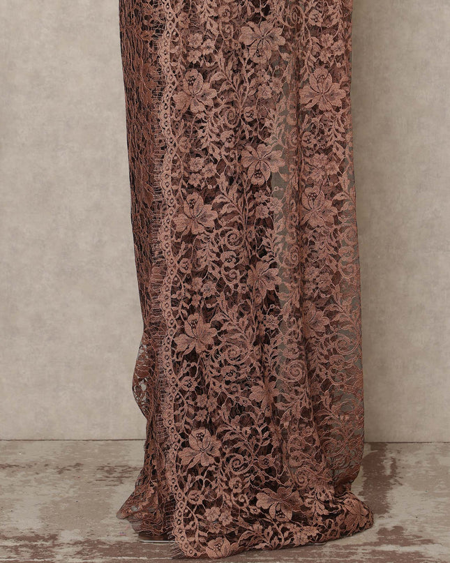 Copper Brown 2Tone Premium French Chantilly Saree Lace 5.5 Mtrs 110 Cms Width France-D27794