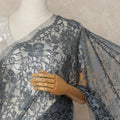 Steel Grey 2Tone Premium French Chantilly Saree Lace 5.5 Mtrs 110 Cms Width France-D27785