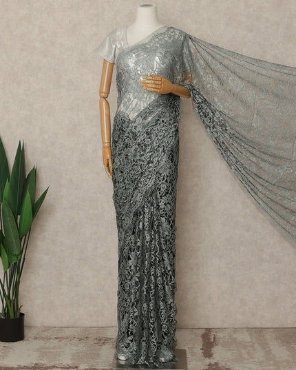 Light Green 2Tone Premium French Chantilly Saree Lace 5.5 Mtrs 110 Cms Width France-D27792