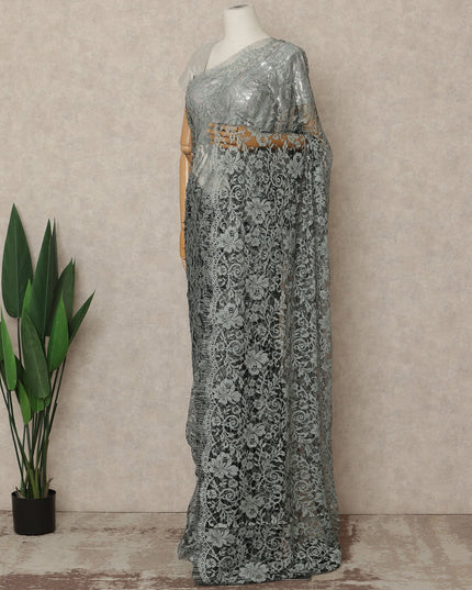 Light Green 2Tone Premium French Chantilly Saree Lace 5.5 Mtrs 110 Cms Width France-D27792