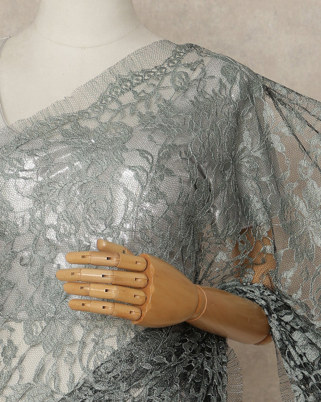 Light Green 2Tone Premium French Chantilly Saree Lace 5.5 Mtrs 110 Cms Width France-D27792