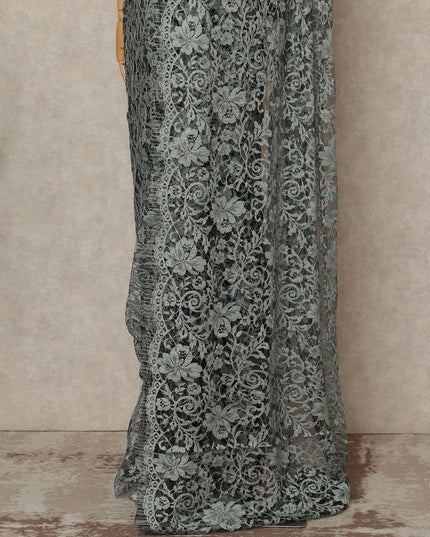 Light Green 2Tone Premium French Chantilly Saree Lace 5.5 Mtrs 110 Cms Width France-D27792