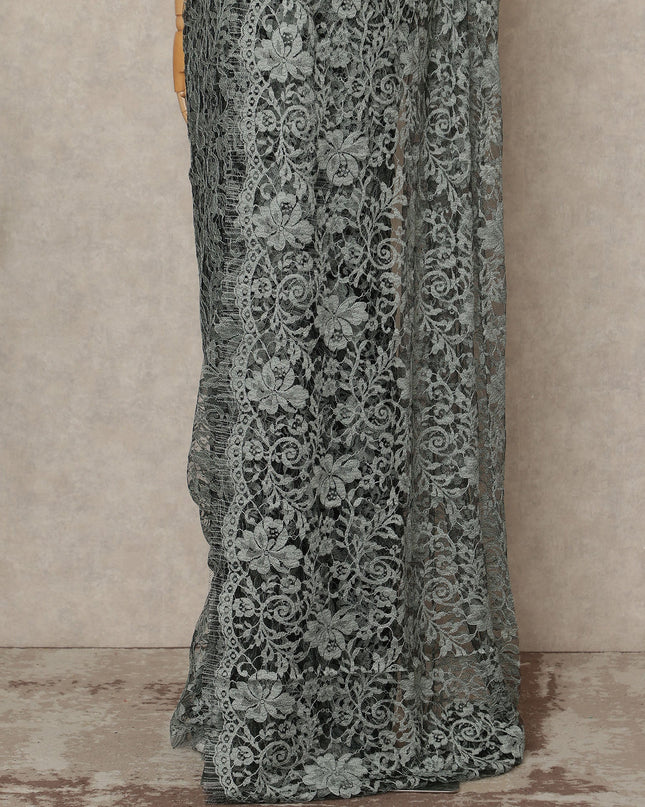 Light Green 2Tone Premium French Chantilly Saree Lace 5.5 Mtrs 110 Cms Width France-D27792