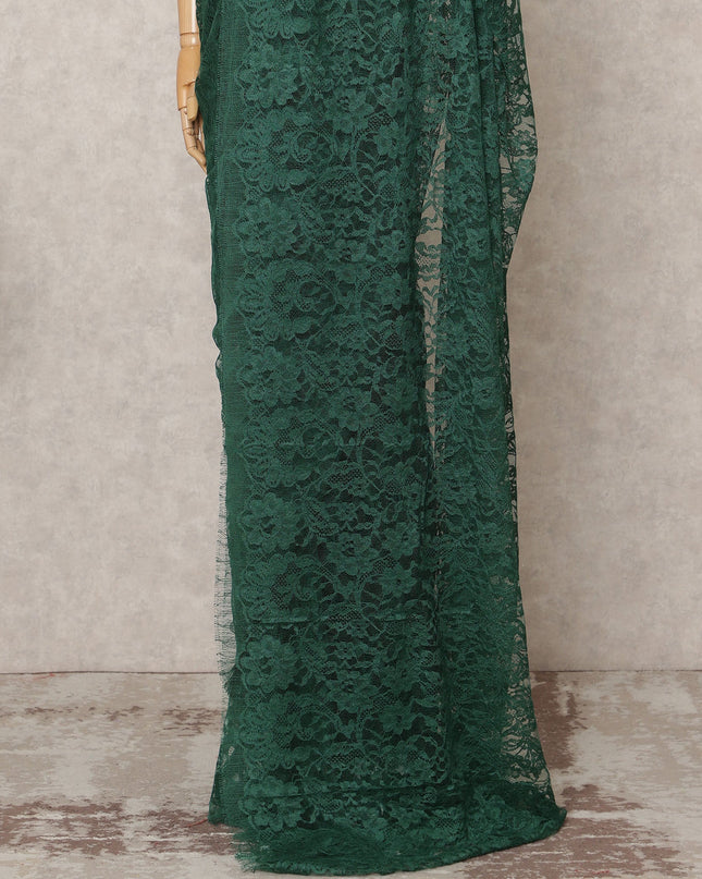 Emerald Green Premium French Chantilly Lace Saree Fabric 5.5 Mtrs with 110 Cms Width – Imported from France-D25637 Regal Fabrics