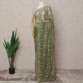 Olive Green Premium French Chantilly Lace Saree Fabric 5.5 Mtrs with 110 Cms Width – Imported from France-D25642