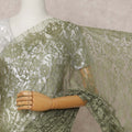 Olive Green Premium French Chantilly Lace Saree Fabric 5.5 Mtrs with 110 Cms Width – Imported from France-D25642