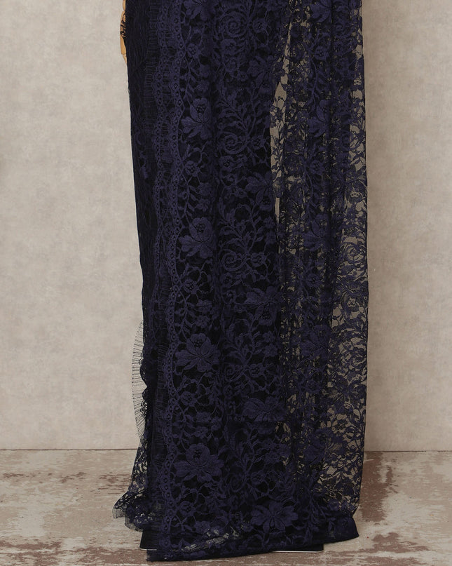 Navy Blue 2Tone Premium French Chantilly Saree Lace 5.5 Mtrs 110 Cms Width France-D27784