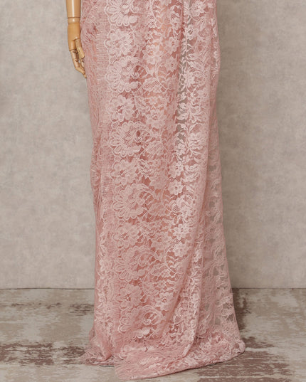 Blush Pink Premium French Chantilly Lace Saree Fabric 5.5 Mtrs with 110 Cms Width – Imported from France-D25640