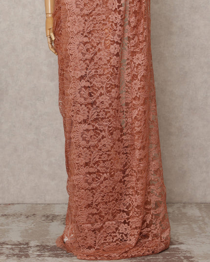 Rose Pink Pink Premium French Chantilly Lace Saree Fabric 5.5 Mtrs with 110 Cms Width – Imported from France-D25645