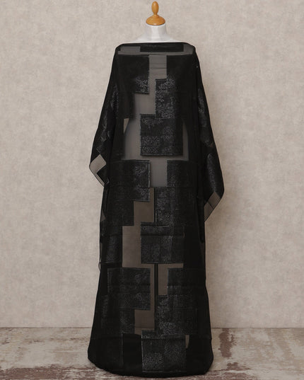 قماش ديراك شيفون حرير صومالي أسود غامق مع لوركس معدني - 3.5 متر، عرض 140 سم، صنع في كوريا الجنوبية - D24566