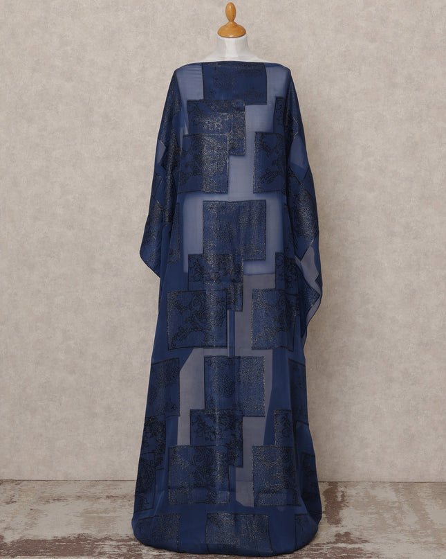 Dark Navy Blue Somali Silk Chiffon Dirac Fabric with Metallic Lurex – 3.5 Mtrs, Width 140 Cms, Made in South Korea-D24562 Regal Fabrics