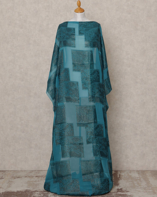 قماش ديراك شيفون حرير صومالي أخضر مزرق مع لوركس معدني - 3.5 متر، عرض 140 سم، صنع في كوريا الجنوبية - D24560