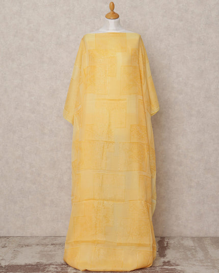 Yellow Metallic Lurex Somali Silk Chiffon Dirac Fabric – 3.5 Meters, Width 140 cm, Made in South Korea-D24759