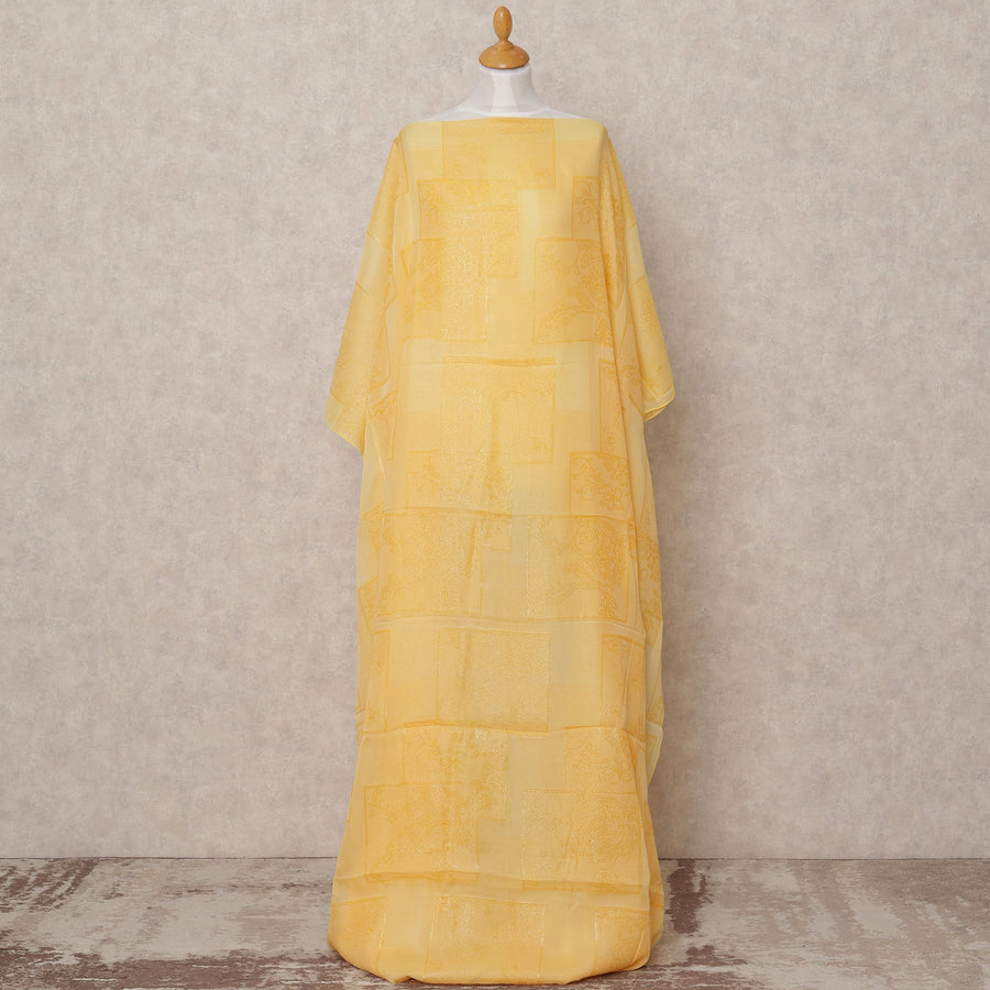 Yellow Metallic Lurex Somali Silk Chiffon Dirac Fabric – 3.5 Meters, Width 140 cm, Made in South Korea-D24759