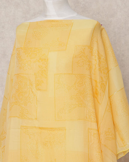 Yellow Metallic Lurex Somali Silk Chiffon Dirac Fabric – 3.5 Meters, Width 140 cm, Made in South Korea-D24759