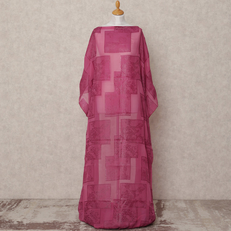 Rosewood Pink Somali Silk Chiffon Dirac Fabric with Metallic Lurex – 3.5 Mtrs, Width 140 Cms, Made in South Korea-D24567
