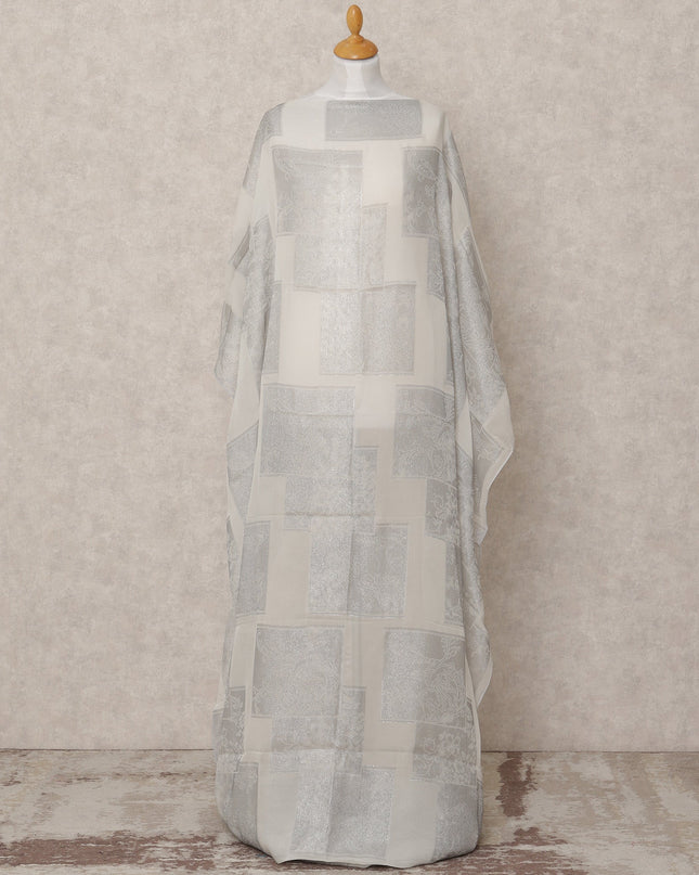 Pearl White Somali Silk Chiffon Dirac Fabric with Metallic Lurex – 3.5 Mtrs, Width 140 Cms, Made in South Korea-D24563 Regal Fabrics