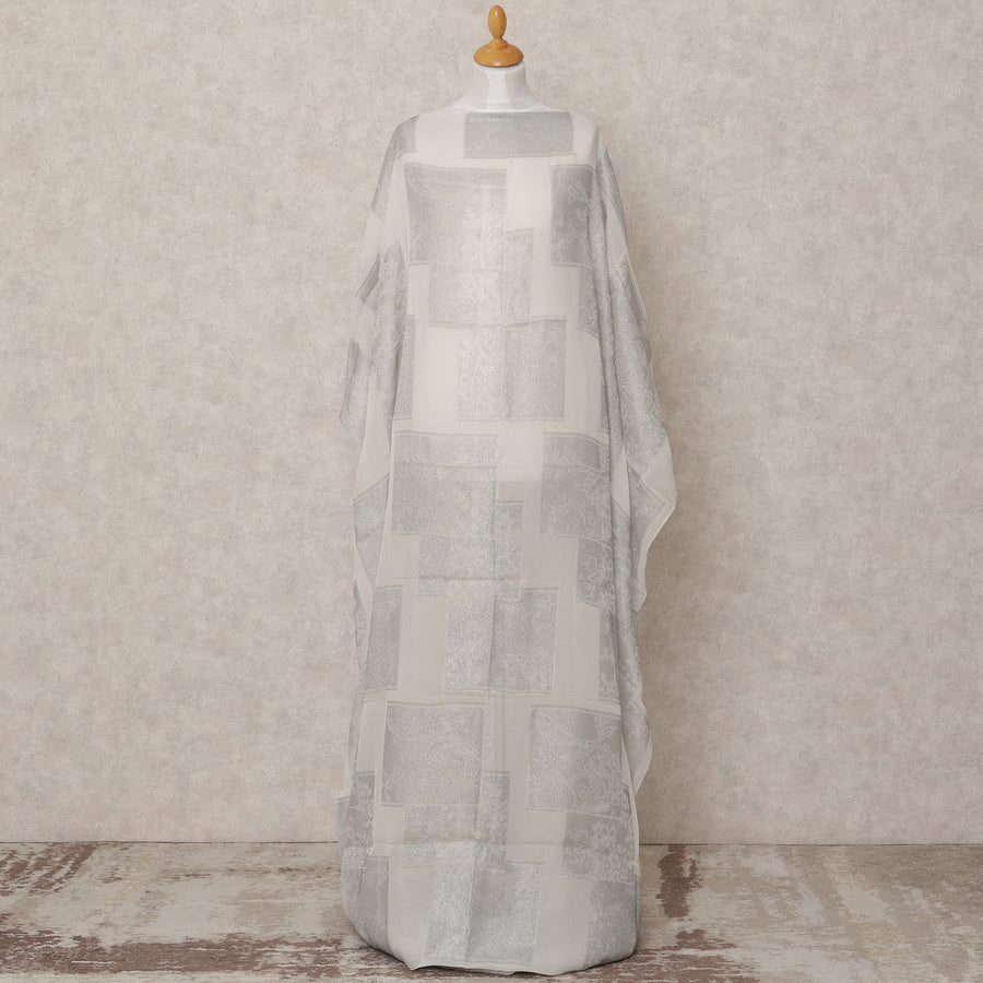 قماش ديراك شيفون حرير صومالي أبيض معدني لوركس - 3.5 متر، عرض 140 سم، صنع في كوريا الجنوبية - D24760