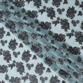 Light Blue Floral Pattern Silk Chiffon Fabric with Metallic Lurex, 110 Cms, South Korea-D25499