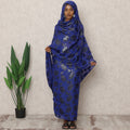 ثوب سوداني تقليدي أزرق ملكي، مصنوع من قماش شيفون حرير نقي بطول 4.5 متر وقماش لوركس معدني، عرض 140 سم، صنع في كوريا الجنوبية - D24495